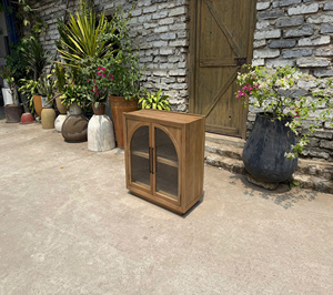 Mueble de Madera de Pino Vintage de Lujo con Puertas de Vidrio, Dos Puertas, Almacenamiento Duradero para Sala de Estar, Roble, Pino, Nogal. - Product Image 4