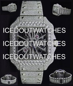 Montre de luxe à boîtier carré en acier inoxydable avec bracelet en moissanite, mouvement automatique numérique, résistance à l'eau 10 bars, fermoir de bracelet élégant - Product Image 3