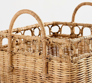 Large Natural Wicker Laundry Hamper Set Handwoven Tall Rattan <b>Baskets</b> with Handles for <b>Bathroom</b> and Bedroom - Product Image 4