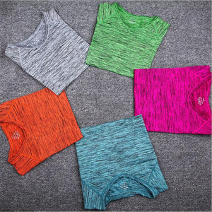 T-shirt pour femme bleu uni à manches raglan, coupe classique, séchage rapide, sportif, tricoté, 100 % coton, col rond, toutes saisons, en molleton - Product Image 6
