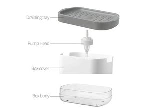 Distributeur de savon pour cuisine avec porte-éponge 400 ml, design évidé, durable et lisse, ensemble porte-éponge pour évier de cuisine - Product Image 5