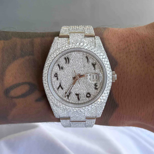 VVS Moissanite White <b>Arabic</b> Dial Stainless Steel Mechanical Movement Waterproof High Quality Unisex Luxury <b>Watch</b> - Product Image 2