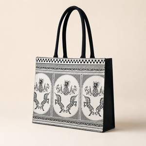 Custom Logo Printed Cotton Canvas Tote Bag 38x33x11 cm Black Gusset Reusable Shopping Promotional Wholesale Exporter OEM ODM B2B - Product Image 5