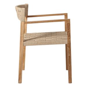 Chaise de salle à manger de jardin en teck massif de style scandinave moderne avec dossier et assise en rotin tressé à la main pour restaurant et mobilier de maison - Product Image 2