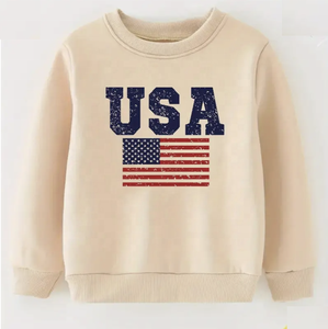 Sweat-shirt en éponge française de haute qualité pour enfants basique blanc uni solide doux manches longues Style décontracté pour les tout-petits garçons en gros - Product Image 3