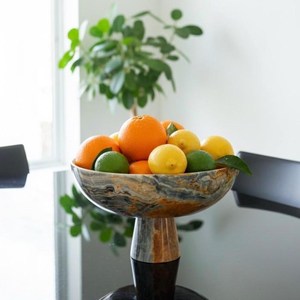 ชามเสิร์ฟหินอ่อนสีน้ำเงินแบบมีฐาน ทนไฟ ทันสมัย สำหรับห้องครัว ห้องรับประทานอาหาร วิลล่า ห้องนั่งเล่น ตกแต่งผนัง - Product Image 3