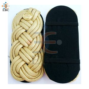 Comprar charreteras de hombro liso con cable dorado de Arabia Saudita OEM Mylar Cord Slip On charreteras metálicas hechas a mano tamaños personalizados - Product Image 6
