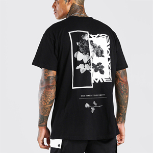 T-shirt graphique sérigraphié pour homme, personnalisé OEM, streetwear, col rond, manches courtes, vêtement décontracté, haut de mode - Product Image 1