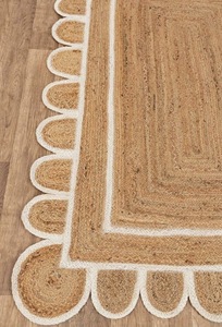 Alfombra de Yute Natural con Borde Festoneado – Alfombra Cuadrada Boho Ecológica para Sala de Estar y Decoración del Hogar - Product Image 2