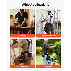 Cintura Porta Attrezzi a 19 Tasche con Bretelle Staccabili, Borsa da Lavoro Regolabile Resistente, Bretelle da Uomo - Product Image 6
