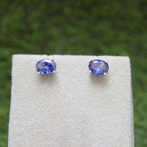 Tanzanite Stud <b>Earrings</b> Purple Gemstone 925 Sterling Silver <b>Handmade</b> Elegant Jewelry Gift For Women Fashion <b>Earrings</b> - Product Image 3