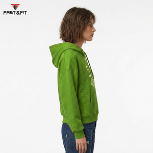 Sudadera con capucha informal para mujer, personalizable al por mayor con logo, estilo urbano, hombros caídos, transpirable, de punto. - Product Image 2
