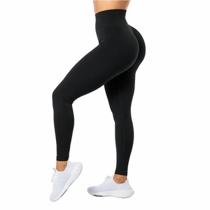 Leggings de yoga vert taille haute, longueur intégrale, sans couture, extensibles dans quatre directions, pantalon de fitness pour femme, couleur unie, taille élastique - Product Image 6