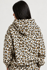 <b>Women</b> <b>White</b> Yellow Acid Wash Winter Leopard Print 2 Piece <b>Tracksuit</b> Set Oversized Hoodie Wide Leg Pant Casual Streetwear Outfit - Product Image 5