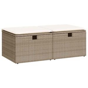 Conjunto de Sofás de Jardín de Ratán Sintético Beige con Madera de Acacia y Bancos de Patio Elegantes de Acero con Recubrimiento en Polvo - Product Image 2