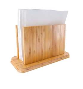 Porte-serviettes en bois artisanal, base rectangulaire, panneaux latéraux incurvés, finition lisse et polie, durable, minimaliste, pour cuisine et salle à manger - Product Image 4