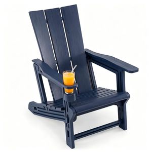 Sedia Adirondack Blu in HDPE Resistente alle Intemperie con Portabicchieri Ergonomica Capacità 330LBS per Uso Esterno - Product Image 2