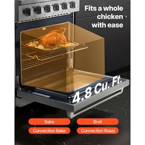 30-Inch Freestanding Stainless Steel Gas <b>Range</b> Oven with 5 Sealed Cooktop Burners and Easy Reach Racks Oven Stove - Product Image 5