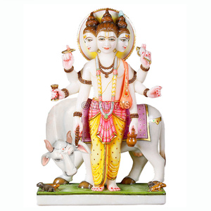 Premium Marble Dattatreya Statue with Cow | Handcrafted White Marble Lord Dattatreya Murti for Home & Temple | MALIYAS - Product Image 2