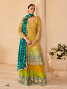 Top de georgette Heavy Fox con trabajo de lentejuelas, Plazzo de georgette Heavy Fox con trabajo, Dupatta de georgette Heavy Fox con estampado - Product Image 2