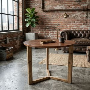 <b>Rustic</b> Handmade Wood <b>Coffee</b> <b>Table</b> Reclaimed Boat Wood Antique Finish Round Top Indoor Outdoor Living Room Furniture - Product Image 3