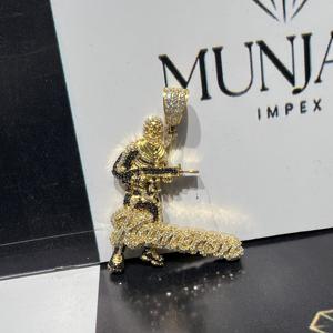 Luxury Customized <b>Name</b> Man IGI Certified Lab Created VVS Diamond 925 Sterling Silver Gold Plated Hip Hop Pendant for Men Party - Product Image 3