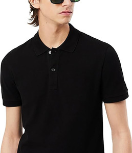 Polo homme noir à manches courtes, décontracté, uni, en tissu respirant, logo personnalisé, OEM ODM disponible - Product Image 3