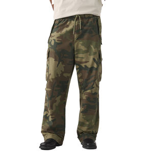 Pantalon cargo ample pour homme en sergé de coton premium, coupe décontractée, taille ajustable, multi-poches, fabrication sur mesure - Product Image 1