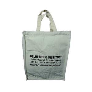 Premium Quality Cotton Canvas Tote <b>Bag</b> Eco Friendly Reusable Conference <b>Bag</b> with <b>Long</b> Handles Geometric Pattern and Zipper - Product Image 3