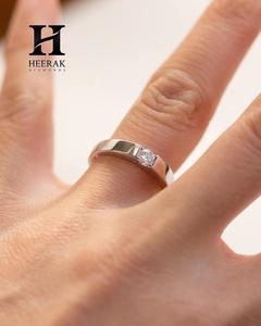 Luxury Men's Tension Set Lab Grown Diamond Ring 18K White Gold GIA/IGI Certified Round Brilliant Cut Diamond Engagement Band - Product Image 1