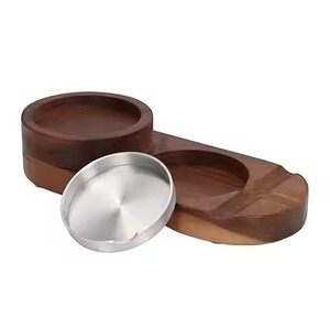Cenicero de Madera con Acabado en Nogal, Forma Redonda, Porta Cenizas de Metal para Hogar, Hotel, Oficina, Bar, Uso para Fumar - Product Image 1