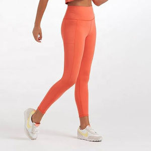 Leggings de yoga streetwear taille mi-haute pour femme, grande taille, avec logo personnalisé, en coton/fibre de bambou respirant, couleur unie, qualité supérieure, en promotion - Product Image 6