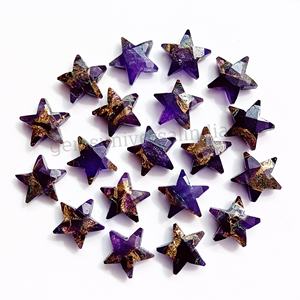 Piedra preciosa facetada en forma de estrella de amatista y turquesa Mohave, cuentas de estrella talladas a mano, piedra preciosa tallada suelta para la fabricación de joyas, 10 mm, a granel. - Product Image 4