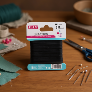 Bande élastique ILAN 6 mm 3 m noire, fournitures artisanales - Product Image 1