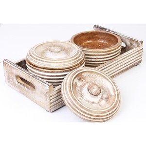 ชามไม้สนสีขาวสไตล์นอร์ดิกขายส่ง |   ชามผลไม้ไม้ทำมือ - Product Image 2