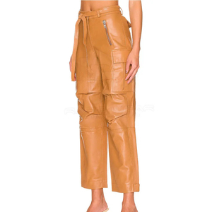High Quality 100% Genuine Leather Women's Pants Custom Design & Logo Hot Sale Leather Trouser Sheep <b>Skin</b> Pants Whole Sale Price - Product Image 5