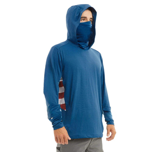 Customizable Men's UPF 50+ Sun Protection Long Sleeve Shirt Solid <b>Lightweight</b> <b>Hoodie</b> Mask for Summer Fishing Outdoor UV - Product Image 1