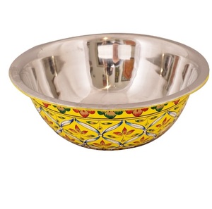 Tazón de Metal Decorativo para Servir Alimentos, con Acabado Esmaltado y Curvado a Mano, para Uso Diario en el Hogar y para Viajes - Product Image 1