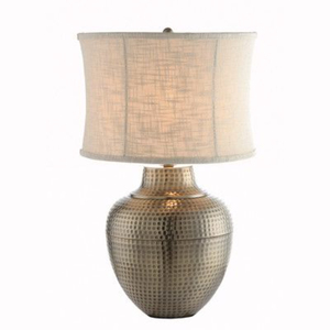 Modern Gourd Shaped Hammered Metal Table Lamp With <b>White</b> <b>Shade</b> Antique Brass Finish Style For Living Room Bedroom Decoration - Product Image 3