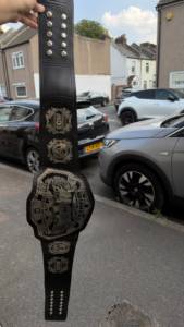 Ceinture de championnat ECW World Wrestling Entertainment, design en métal plaqué or léger, sangle en cuir PU noir MMA, unisexe - Product Image 3
