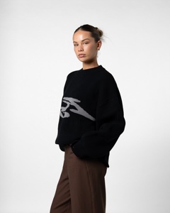 Suéter Unisex Oversize de Punto Jacquard con Gráficos Abstractos, Cuello Redondo, Hombros Caídos, Estilo Desgastado - Product Image 2