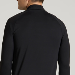 Men's <b>Black</b> <b>Long</b> <b>Sleeve</b> Quarter Zip Rash Guard Performance Shirt Quick Dry Moisture Wicking Eco-Friendly Athletic <b>Top</b> <b>Gym</b> - Product Image 6