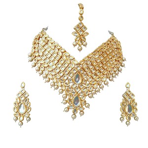 Women's Trendy Alloy Party Wear Engagement Anniversary Wedding Choker Earrings Set Copper 18K Gold Plated Zircon Jewelry - Product Image 3
