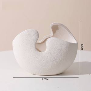Nordic Modern Eco-Friendly Handmade <b>Ceramic</b> Egg Shaped Tabletop <b>Vase</b> White Flowerpot for Wedding Anniversary Home Decor - Product Image 6