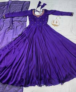 Kurti en coton et soie Rangoli fantaisie, brodé à la main, avec dupatta, pour tenue de fête, séchage rapide, prix de gros, vêtement ethnique, violet - Product Image 5