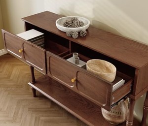 Mesa Consola Tradicional de Madera Maciza con Estante de Almacenamiento, Mueble para Recibidor, Sala de Estar o Pasillo, Diseño Antiguo - Product Image 4