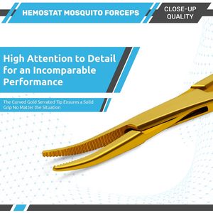 Pinces hémostatiques autobloquantes couleur or avec mâchoires dentelées en acier inoxydable, polyvalentes pour infirmières, pêche et artisanat - Product Image 2