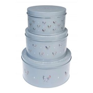 <b>Set</b> of 3 Round Metal Cake Tins Kitchen Storage Containers Food Grade Cookies Treats Bread Box Decorative Airtight Canister <b>Set</b> - Product Image 6