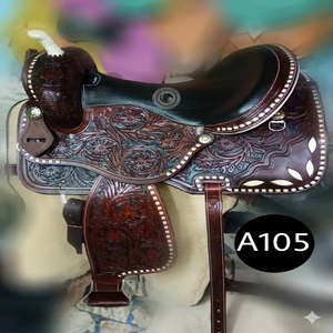 Hand <b>Tooled</b> Western <b>Leather</b> Horse Saddle For Trail Riding Ranch <b>Work</b> Equestrian Use With Comfortable Seat Riding Gear - Product Image 1