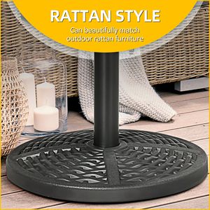 Supporto per ombrellone da patio rotondo resistente da 18 pollici con design in rattan, 21 libbre. Nero - Product Image 6